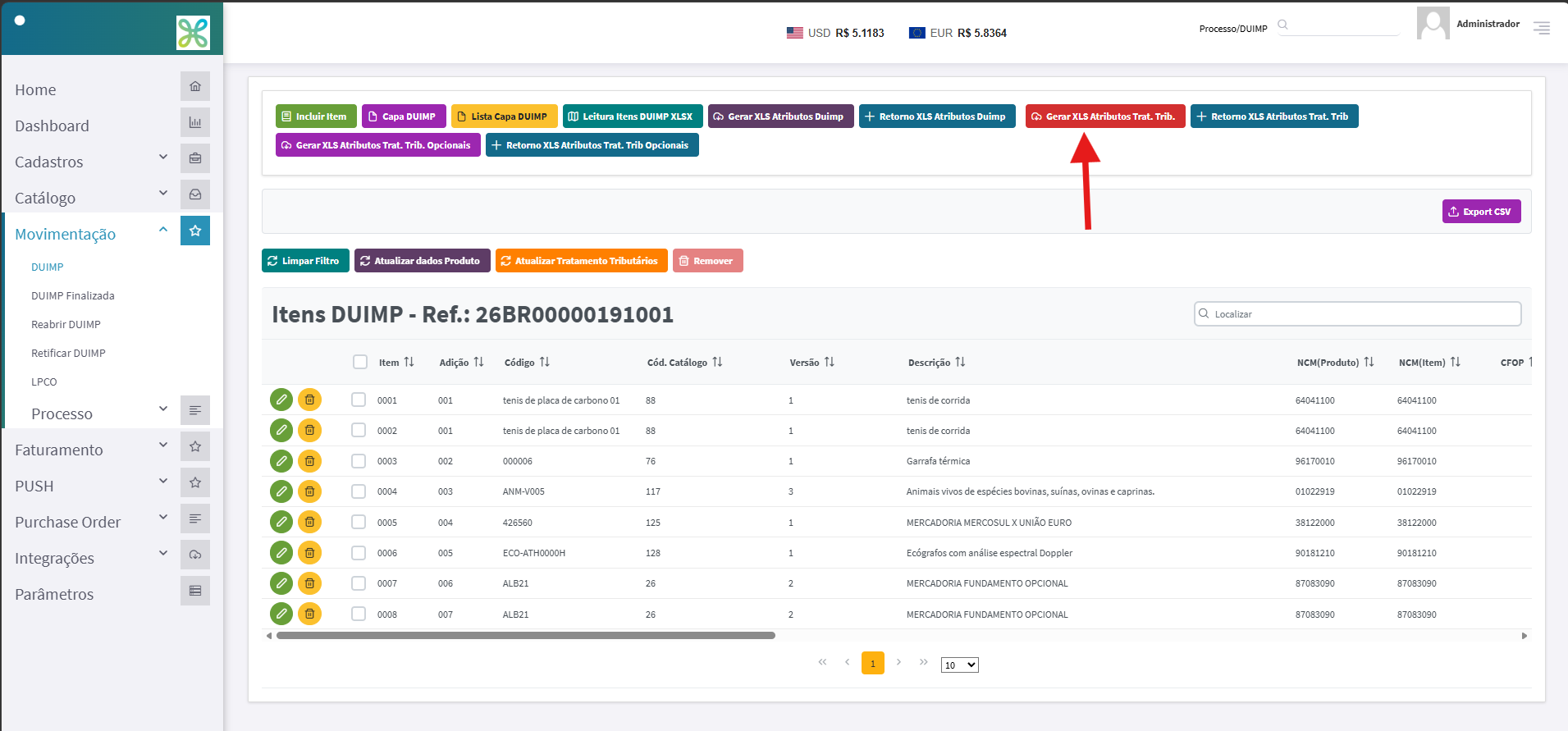 Botão Repassar Dados em destaque, com confirmação de repasse efetuado com sucesso